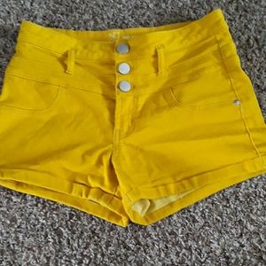 Yellow mid-rise shorts